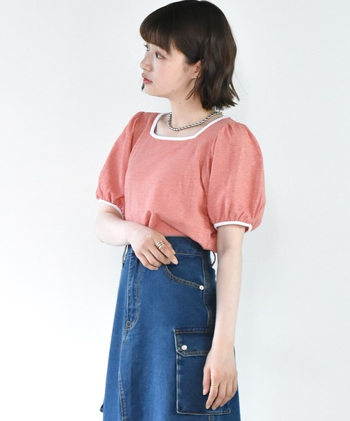 RETRO GIRL（レトロガール）の「パイピング柄Tee（Tシャツ/カットソー・レディース・グリーン/ブラック/レッド・FREE）」の16枚目の写真