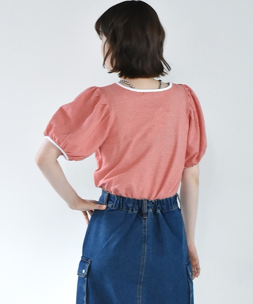 RETRO GIRL（レトロガール）の「パイピング柄Tee（Tシャツ/カットソー・レディース・グリーン/ブラック/レッド・FREE）」の11枚目の写真