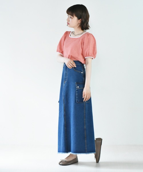 RETRO GIRL（レトロガール）の「パイピング柄Tee（Tシャツ/カットソー・レディース・グリーン/ブラック/レッド・FREE）」の6枚目の写真