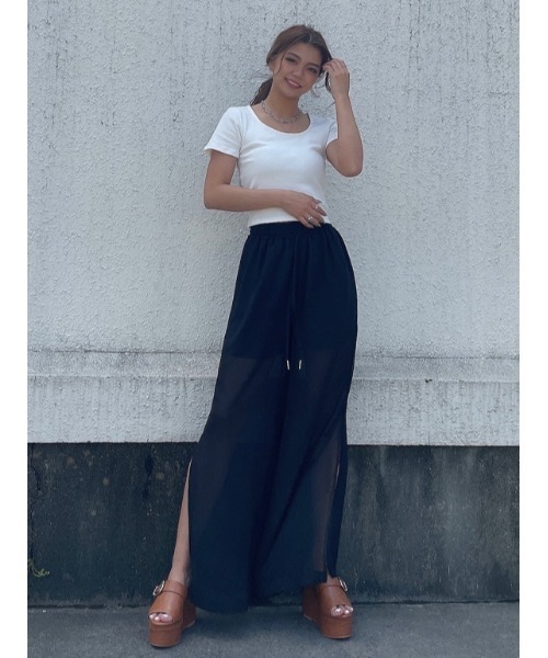 EGOIST（エゴイスト）の「シアーワイドPT（その他パンツ・レディース・ブラック/ライム・FREE）」の3枚目の写真