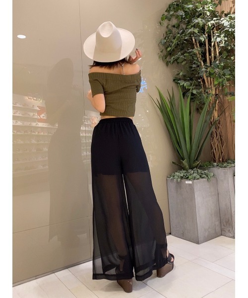 EGOIST（エゴイスト）の「シアーワイドPT（その他パンツ・レディース・ブラック/ライム・FREE）」の12枚目の写真