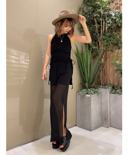 EGOIST（エゴイスト）の「シアーワイドPT（その他パンツ・レディース・ブラック/ライム・FREE）」の16枚目の写真