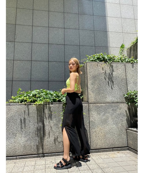 EGOIST（エゴイスト）の「シアーワイドPT（その他パンツ・レディース・ブラック/ライム・FREE）」の7枚目の写真