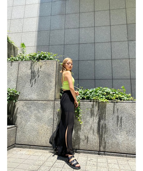 EGOIST（エゴイスト）の「シアーワイドPT（その他パンツ・レディース・ブラック/ライム・FREE）」の10枚目の写真