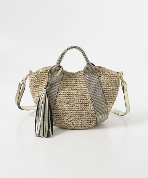 URBAN RESEARCH ROSSO（アーバンリサーチロッソ）の「VIOLAd’ORO　ラフィアカゴバッグ SMALL（かごバッグ・レディース・ゴールド/ライトブラウン/ストライプ・-）」の9枚目の写真