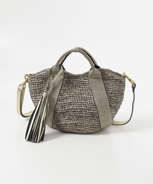 URBAN RESEARCH ROSSO（アーバンリサーチロッソ）の「VIOLAd’ORO　ラフィアカゴバッグ SMALL（かごバッグ・レディース・ゴールド/ライトブラウン/ストライプ・-）」の5枚目の写真