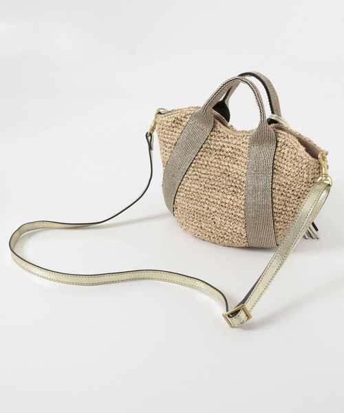 URBAN RESEARCH ROSSO（アーバンリサーチロッソ）の「VIOLAd’ORO　ラフィアカゴバッグ SMALL（かごバッグ・レディース・ゴールド/ライトブラウン/ストライプ・-）」の6枚目の写真