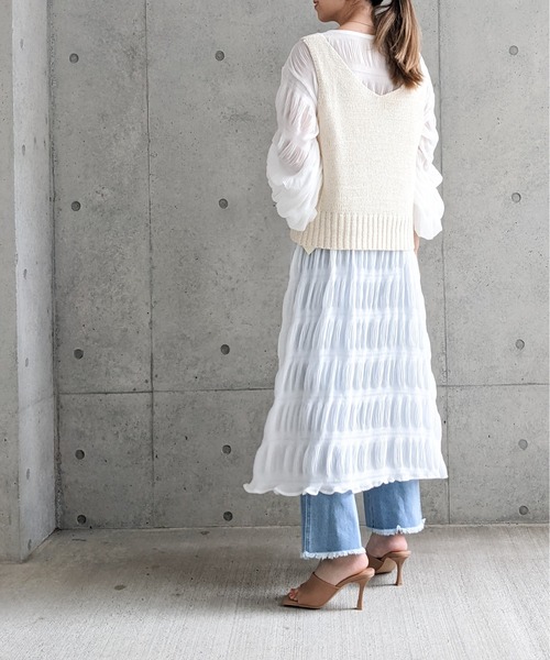 Per sist ence(パーシエンス)の「Per sist ence/パーシエンス シャーリングワンピース(ワンピース・レディース・オフホワイト/ブラック/モカ・FREE)」の20枚目の写真