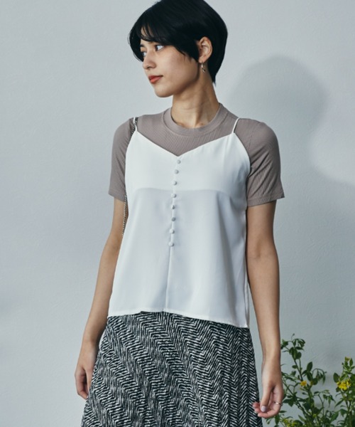 ECRIRE（エクリール）の「フロントボタンキャミ（キャミソール・レディース・ブラック/オフホワイト/イエロー/グリーン/ラベンダー・フリー）」の9枚目の写真