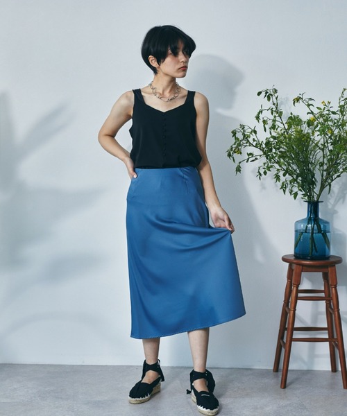 ECRIRE（エクリール）の「フロントボタンキャミ（キャミソール・レディース・ブラック/オフホワイト/イエロー/グリーン/ラベンダー・フリー）」の14枚目の写真