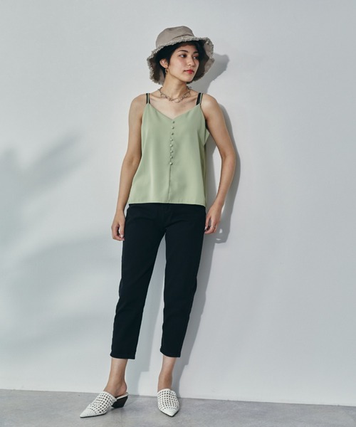 ECRIRE（エクリール）の「フロントボタンキャミ（キャミソール・レディース・ブラック/オフホワイト/イエロー/グリーン/ラベンダー・フリー）」の18枚目の写真