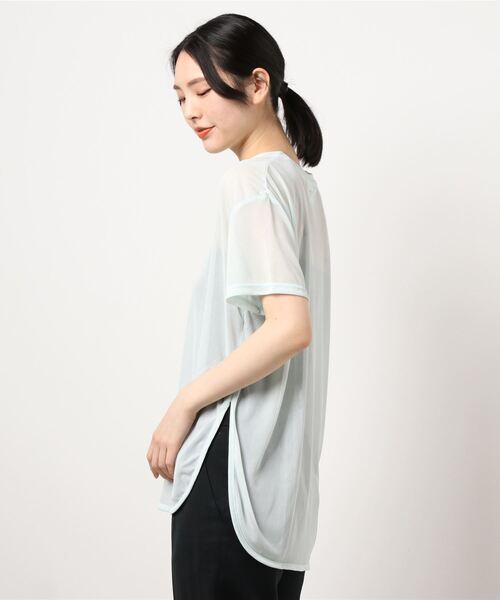 CIAOPANIC（チャオパニック）の「ラウンドシアーTシャツ（Tシャツ/カットソー・レディース・オフホワイト/ブラック/ブルー系その他・FREE）」の4枚目の写真