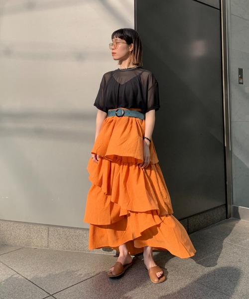 CIAOPANIC（チャオパニック）の「ラウンドシアーTシャツ（Tシャツ/カットソー・レディース・オフホワイト/ブラック/ブルー系その他・FREE）」の8枚目の写真