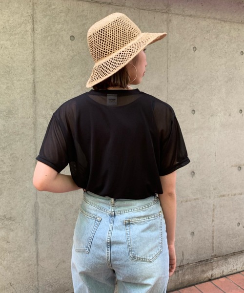 CIAOPANIC（チャオパニック）の「ラウンドシアーTシャツ（Tシャツ/カットソー・レディース・オフホワイト/ブラック/ブルー系その他・FREE）」の11枚目の写真