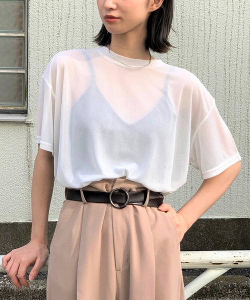 CIAOPANIC（チャオパニック）の「ラウンドシアーTシャツ（Tシャツ/カットソー・レディース・オフホワイト/ブラック/ブルー系その他・FREE）」の12枚目の写真