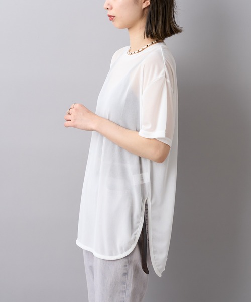 CIAOPANIC（チャオパニック）の「ラウンドシアーTシャツ（Tシャツ/カットソー・レディース・オフホワイト/ブラック/ブルー系その他・FREE）」の17枚目の写真