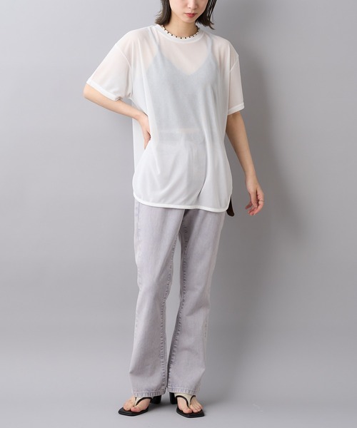 CIAOPANIC（チャオパニック）の「ラウンドシアーTシャツ（Tシャツ/カットソー・レディース・オフホワイト/ブラック/ブルー系その他・FREE）」の18枚目の写真