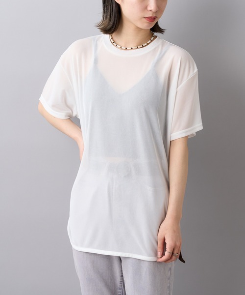 CIAOPANIC（チャオパニック）の「ラウンドシアーTシャツ（Tシャツ/カットソー・レディース・オフホワイト/ブラック/ブルー系その他・FREE）」の16枚目の写真