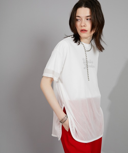 CIAOPANIC（チャオパニック）の「ラウンドシアーTシャツ（Tシャツ/カットソー・レディース・オフホワイト/ブラック/ブルー系その他・FREE）」の20枚目の写真