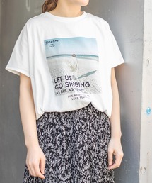 PUAL CE CIN | フォトプリント裾ラウンドショートスリーブTシャツ(Tシャツ/カットソー)