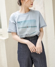 PUAL CE CIN | フォトプリント裾ラウンドショートスリーブTシャツ(Tシャツ/カットソー)
