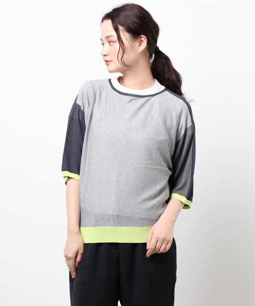 Q（キュー）の「レーヨンナイロン 2wayドルマンニット（ニット/セーター・レディース・チャコールグレー/ブラック/パープル/グリーン・MEDIUM）」の7枚目の写真