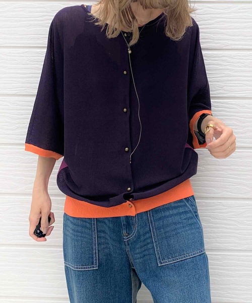 Q（キュー）の「レーヨンナイロン 2wayドルマンニット（ニット/セーター・レディース・チャコールグレー/ブラック/パープル/グリーン・MEDIUM）」の4枚目の写真