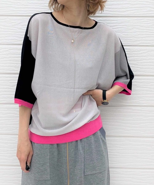 Q（キュー）の「レーヨンナイロン 2wayドルマンニット（ニット/セーター・レディース・チャコールグレー/ブラック/パープル/グリーン・MEDIUM）」の2枚目の写真