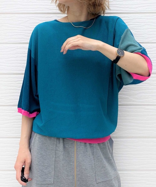 Q（キュー）の「レーヨンナイロン 2wayドルマンニット（ニット/セーター・レディース・チャコールグレー/ブラック/パープル/グリーン・MEDIUM）」の11枚目の写真