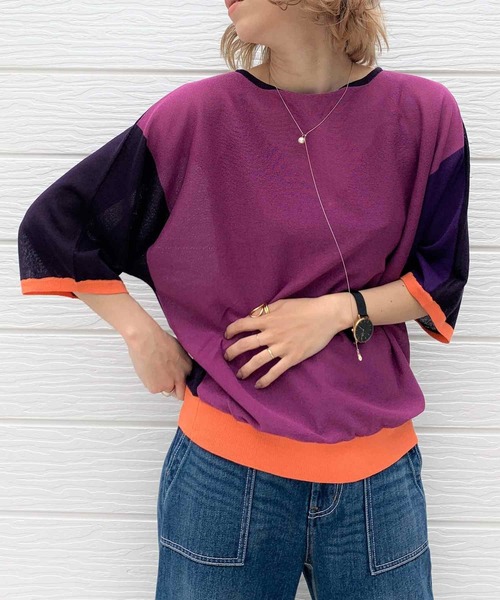 Q（キュー）の「レーヨンナイロン 2wayドルマンニット（ニット/セーター・レディース・チャコールグレー/ブラック/パープル/グリーン・MEDIUM）」の12枚目の写真