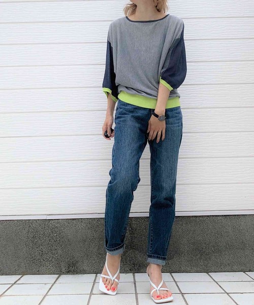 Q（キュー）の「レーヨンナイロン 2wayドルマンニット（ニット/セーター・レディース・チャコールグレー/ブラック/パープル/グリーン・MEDIUM）」の13枚目の写真