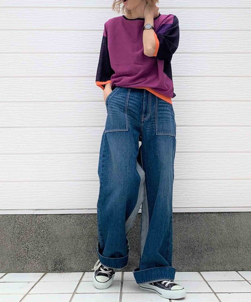 Q（キュー）の「レーヨンナイロン 2wayドルマンニット（ニット/セーター・レディース・チャコールグレー/ブラック/パープル/グリーン・MEDIUM）」の15枚目の写真