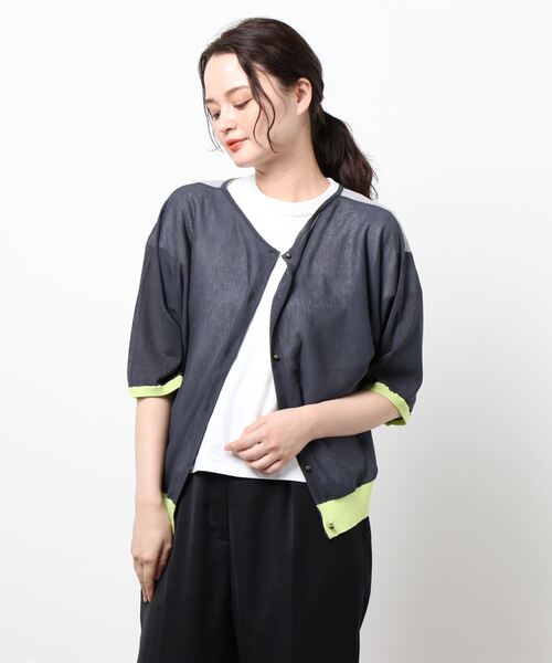 Q（キュー）の「レーヨンナイロン 2wayドルマンニット（ニット/セーター・レディース・チャコールグレー/ブラック/パープル/グリーン・MEDIUM）」の8枚目の写真