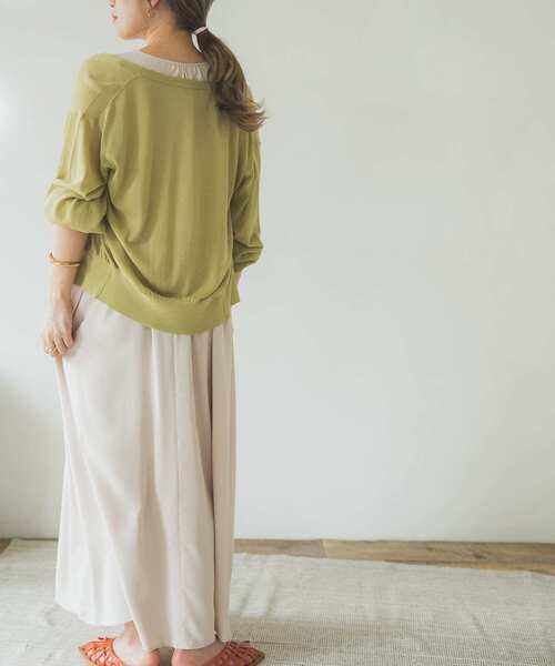 ITEMS URBANRESEARCH(アイテムズ アーバンリサーチ)の「Vネックノースリーブワンピース(ワンピース・レディース・ライトブルー/レッド系その他/アイボリー・FREE)」の14枚目の写真