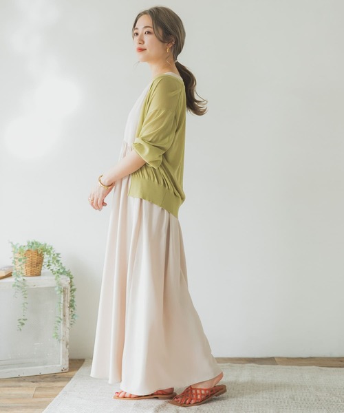 ITEMS URBANRESEARCH(アイテムズ アーバンリサーチ)の「Vネックノースリーブワンピース(ワンピース・レディース・ライトブルー/レッド系その他/アイボリー・FREE)」の11枚目の写真