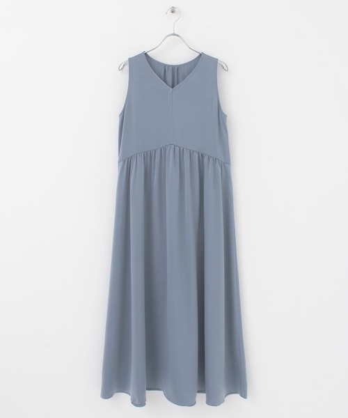 ITEMS URBANRESEARCH(アイテムズ アーバンリサーチ)の「Vネックノースリーブワンピース(ワンピース・レディース・ライトブルー/レッド系その他/アイボリー・FREE)」の8枚目の写真