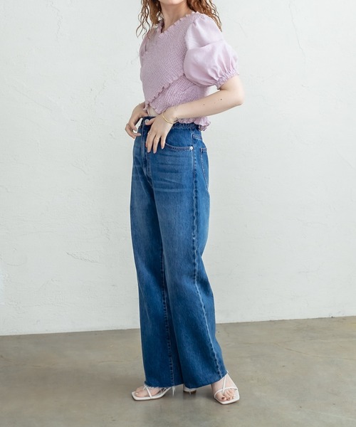 mystic(ミスティック)の「シャーリングクロスブラウス(シャツ/ブラウス・レディース・オフホワイト/イエロー/ピンク/ブラック・FREE)」の17枚目の写真