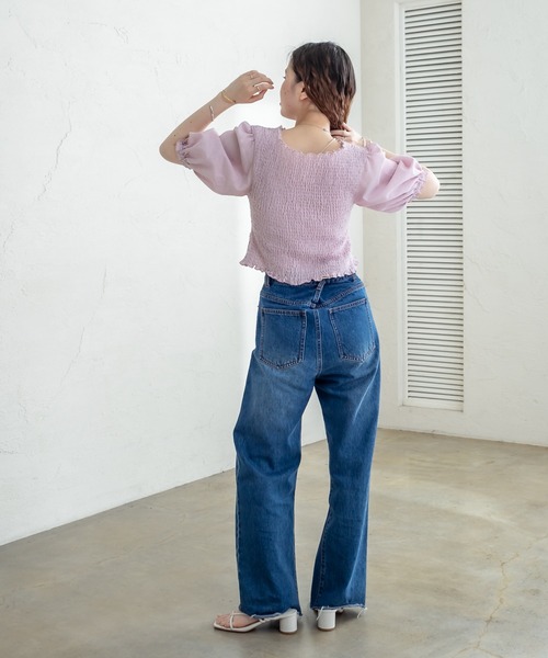 mystic(ミスティック)の「シャーリングクロスブラウス(シャツ/ブラウス・レディース・オフホワイト/イエロー/ピンク/ブラック・FREE)」の18枚目の写真