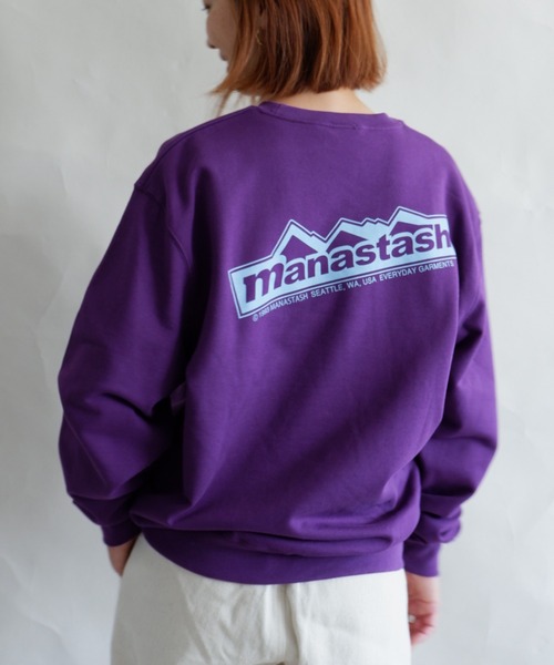 MANASTASH（マナスタッシュ）の「MANASTASH/マナスタッシュ　W's SWEAT BACK LOGO　ウィメンズ　スウェット　バックロゴ（スウェット・レディース・チャコールグレー/サンドベージュ/ナチュラル/パープル・MEDIUM）」の4枚目の写真