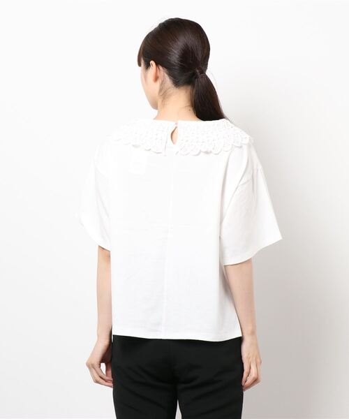 Samansa Mos2（サマンサ モスモス）の「衿レースカットソー（Tシャツ/カットソー・レディース・ブラック/オフホワイト/パープル・ﾌﾘ-）」の4枚目の写真