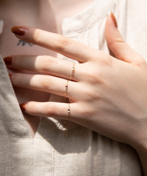 mangata（モンガータ）の「10K　Pale chain ring（リング・レディース・イエロー/グリーン/ピンク・FREE）」の5枚目の写真