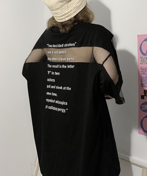 MGV(エムジーヴィー)の「シースルー切替BIGTシャツ(Tシャツ/カットソー・レディース・ホワイト/ブラック・MEDIUM/LARGE/X-LARGE)」の2枚目の写真