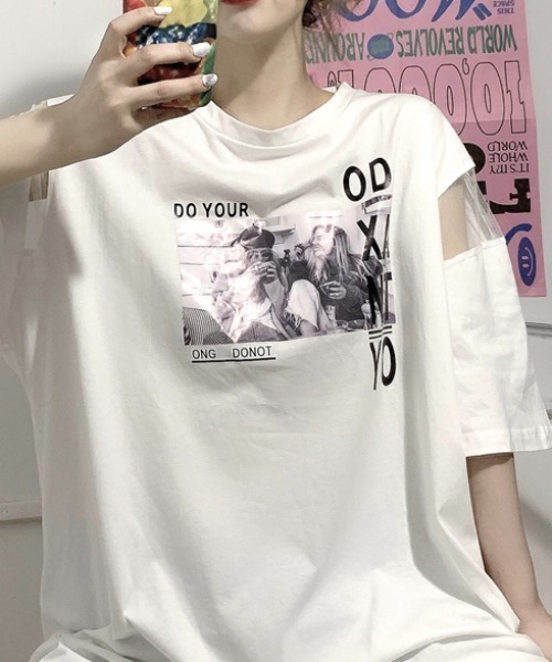 MGV(エムジーヴィー)の「シースルー切替BIGTシャツ(Tシャツ/カットソー・レディース・ホワイト/ブラック・MEDIUM/LARGE/X-LARGE)」の5枚目の写真