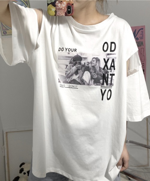 MGV(エムジーヴィー)の「シースルー切替BIGTシャツ(Tシャツ/カットソー・レディース・ホワイト/ブラック・MEDIUM/LARGE/X-LARGE)」の6枚目の写真