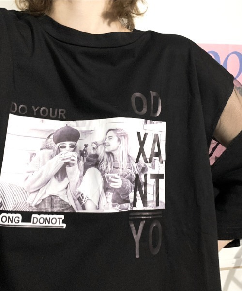 MGV(エムジーヴィー)の「シースルー切替BIGTシャツ(Tシャツ/カットソー・レディース・ホワイト/ブラック・MEDIUM/LARGE/X-LARGE)」の8枚目の写真