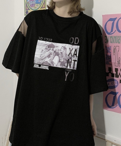 MGV(エムジーヴィー)の「シースルー切替BIGTシャツ(Tシャツ/カットソー・レディース・ホワイト/ブラック・MEDIUM/LARGE/X-LARGE)」の9枚目の写真