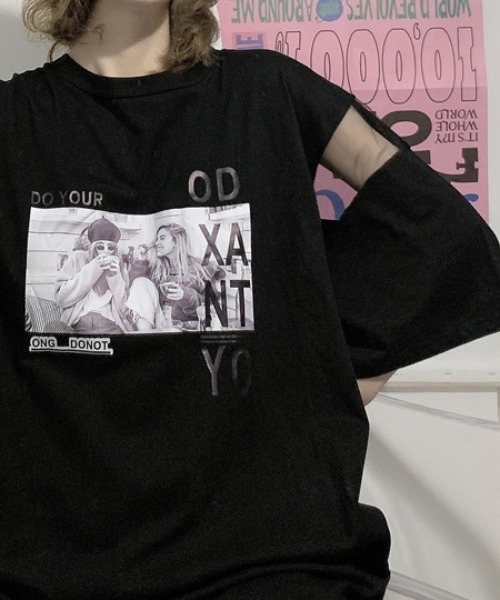 MGV(エムジーヴィー)の「シースルー切替BIGTシャツ(Tシャツ/カットソー・レディース・ホワイト/ブラック・MEDIUM/LARGE/X-LARGE)」の11枚目の写真
