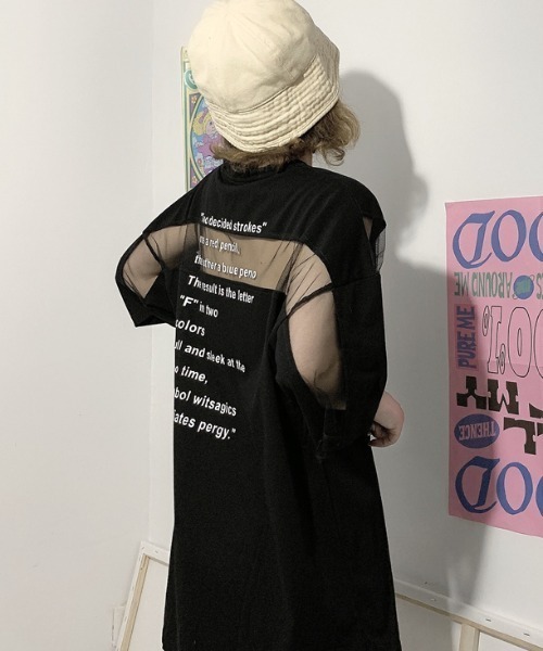 MGV(エムジーヴィー)の「シースルー切替BIGTシャツ(Tシャツ/カットソー・レディース・ホワイト/ブラック・MEDIUM/LARGE/X-LARGE)」の12枚目の写真
