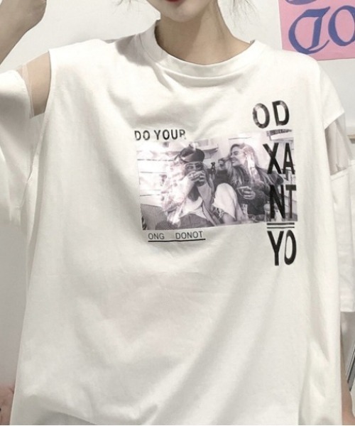 MGV(エムジーヴィー)の「シースルー切替BIGTシャツ(Tシャツ/カットソー・レディース・ホワイト/ブラック・MEDIUM/LARGE/X-LARGE)」の7枚目の写真