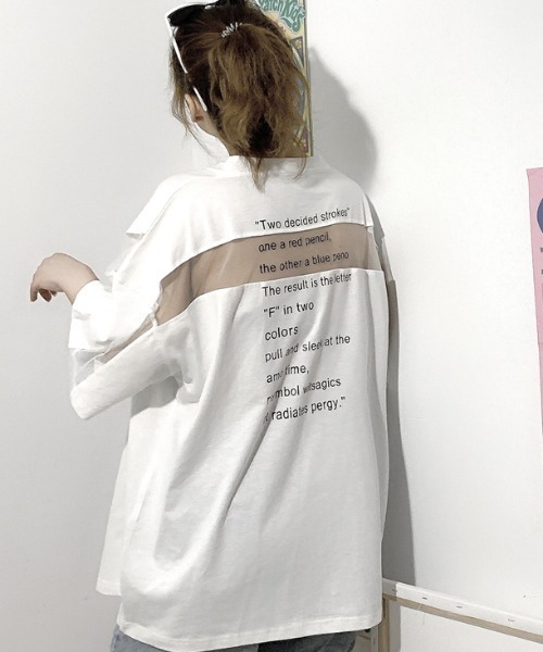 MGV(エムジーヴィー)の「シースルー切替BIGTシャツ(Tシャツ/カットソー・レディース・ホワイト/ブラック・MEDIUM/LARGE/X-LARGE)」の14枚目の写真